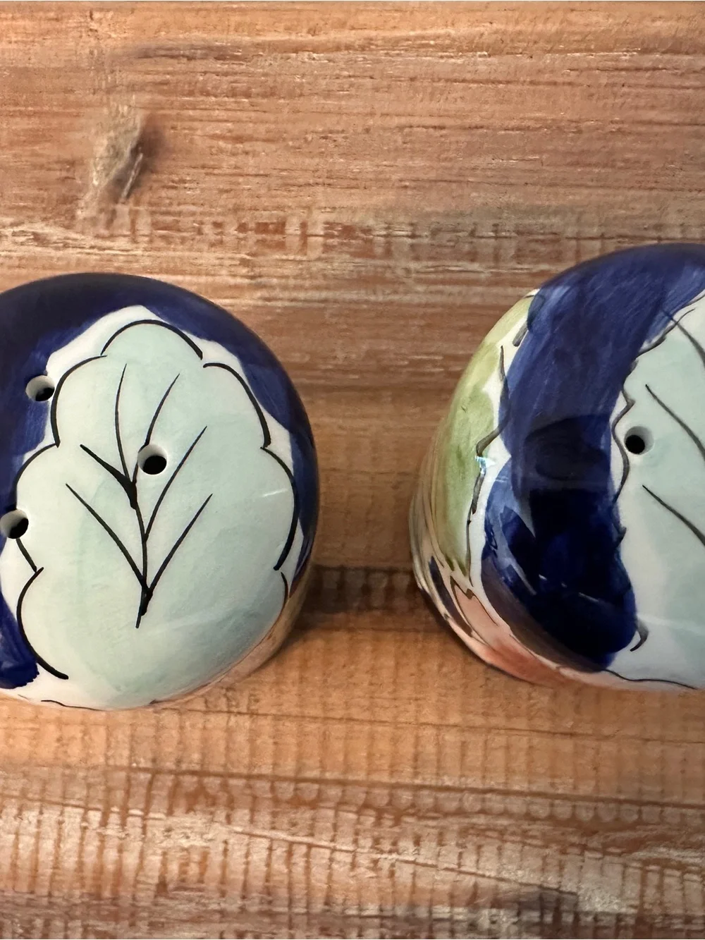 Hand Painted Oil Vinegar Salt Pepper Cruet Set Floral Fruit Caddy